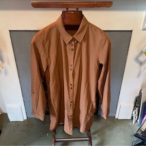 Susan Graver Terracotta Button-Up Blouse